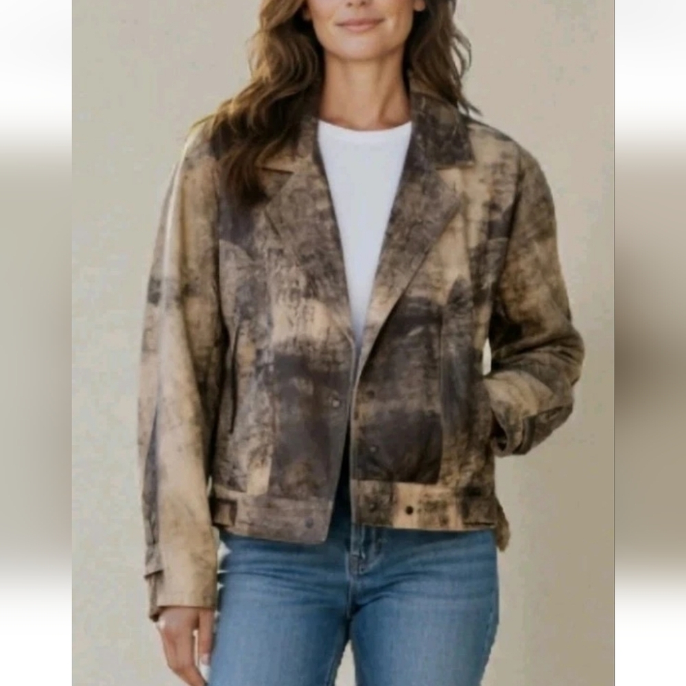Vtg 80's Danier Canada Brown Distressed Genuine Leather Bomber Jacket! S/P